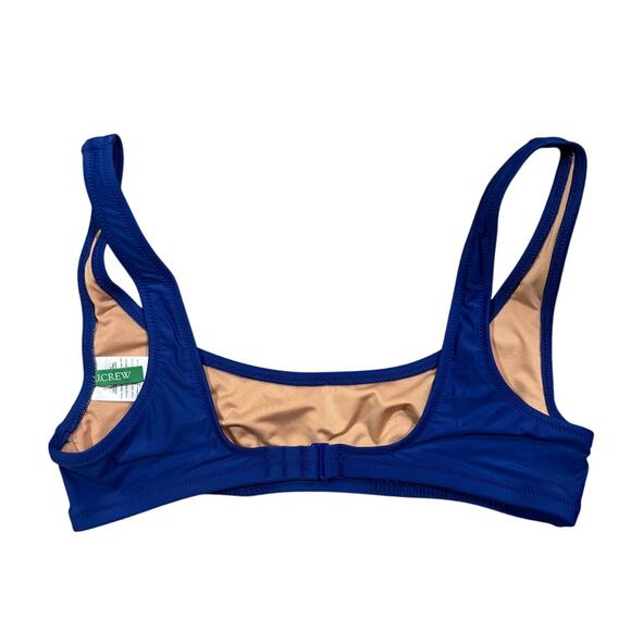 NWT J. Crew Heritage Scoop Neck Bikini Top, Swimsuit, Blue, Sz M - Picture 2 of 3